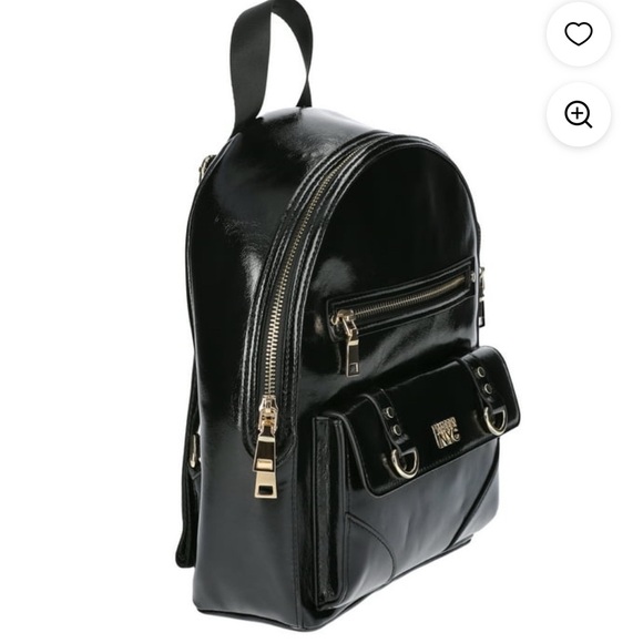 Madden NYC Shiny Black Backpack with Gold Accents - Picture 3 of 3